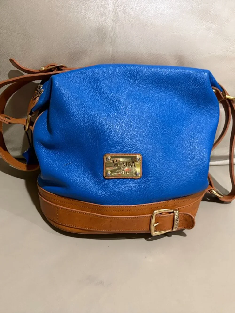 Valentina Italia blue leather bucket bag (Preowned)